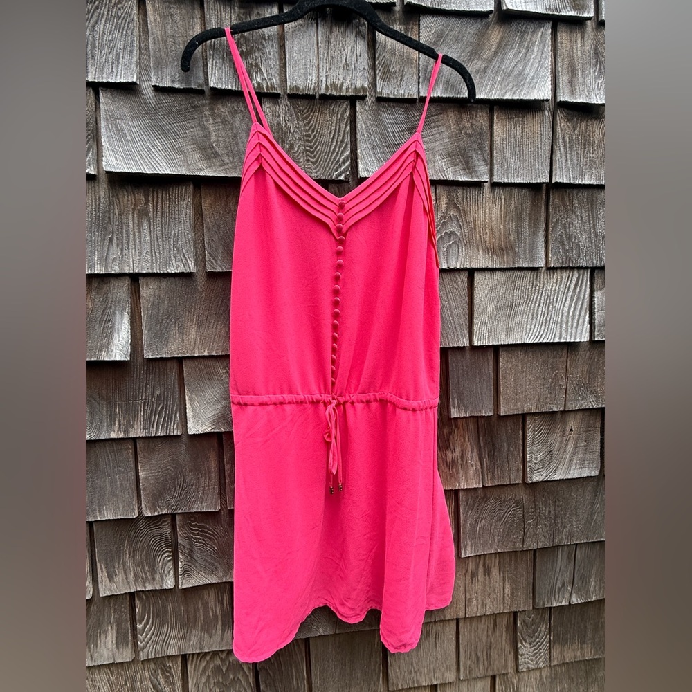 Naked Zebra Bright Pink Dress with Buttons and tie waist